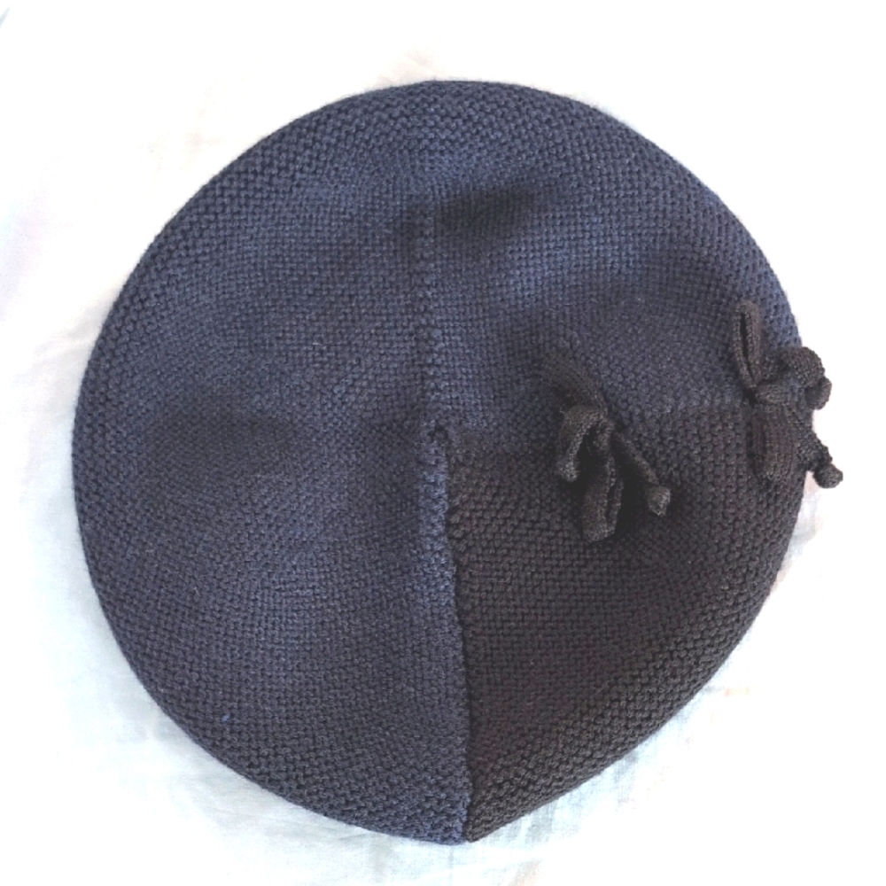 Two-Tone Knit Wool Beret